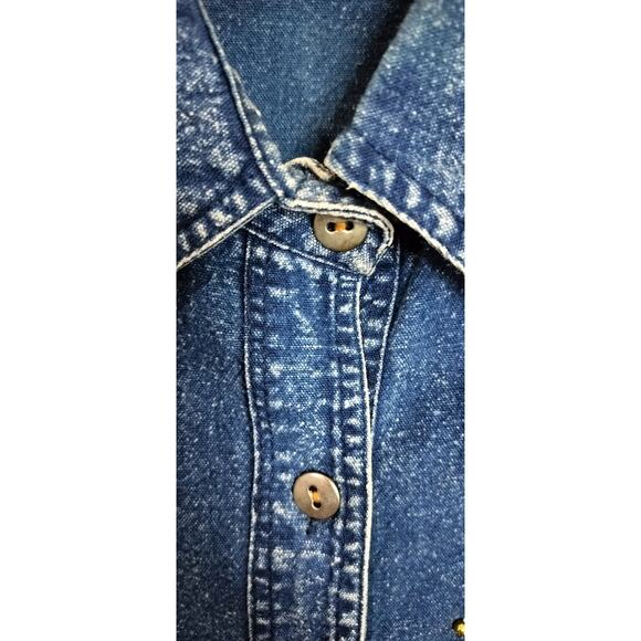 4143)Vtg Pearl River Button Up Short Sleeve Anmal print Jewel Denim Top Plus 2X - Picture 6 of 8